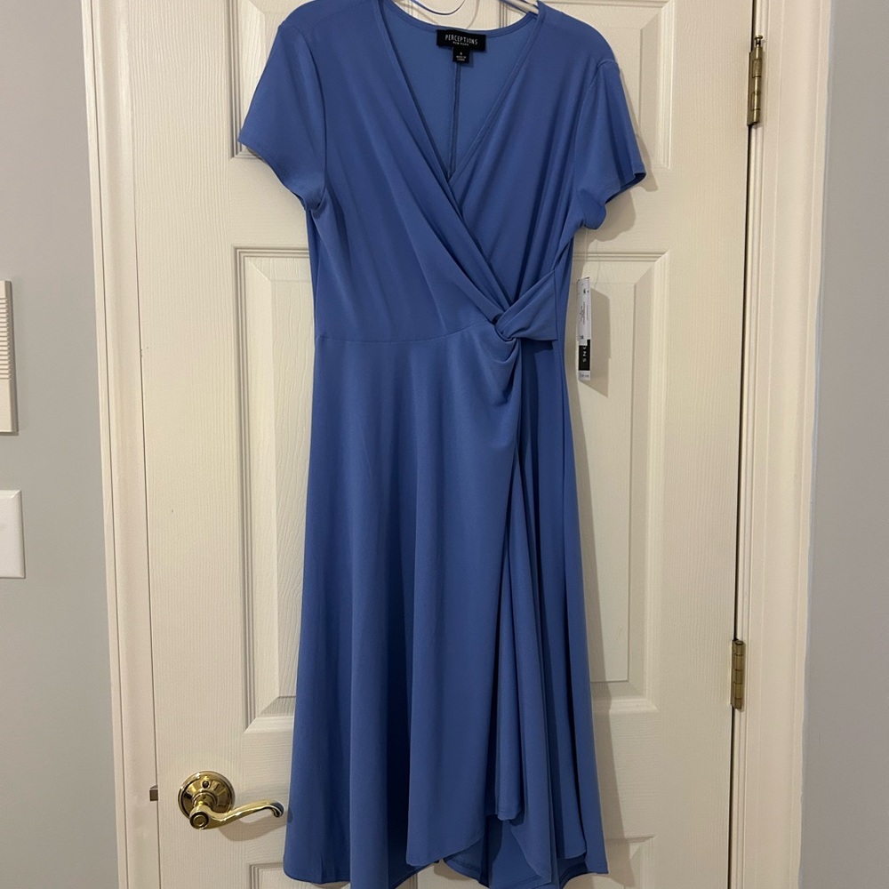 Perceptions Blue Asymmetrical A-Line Dress